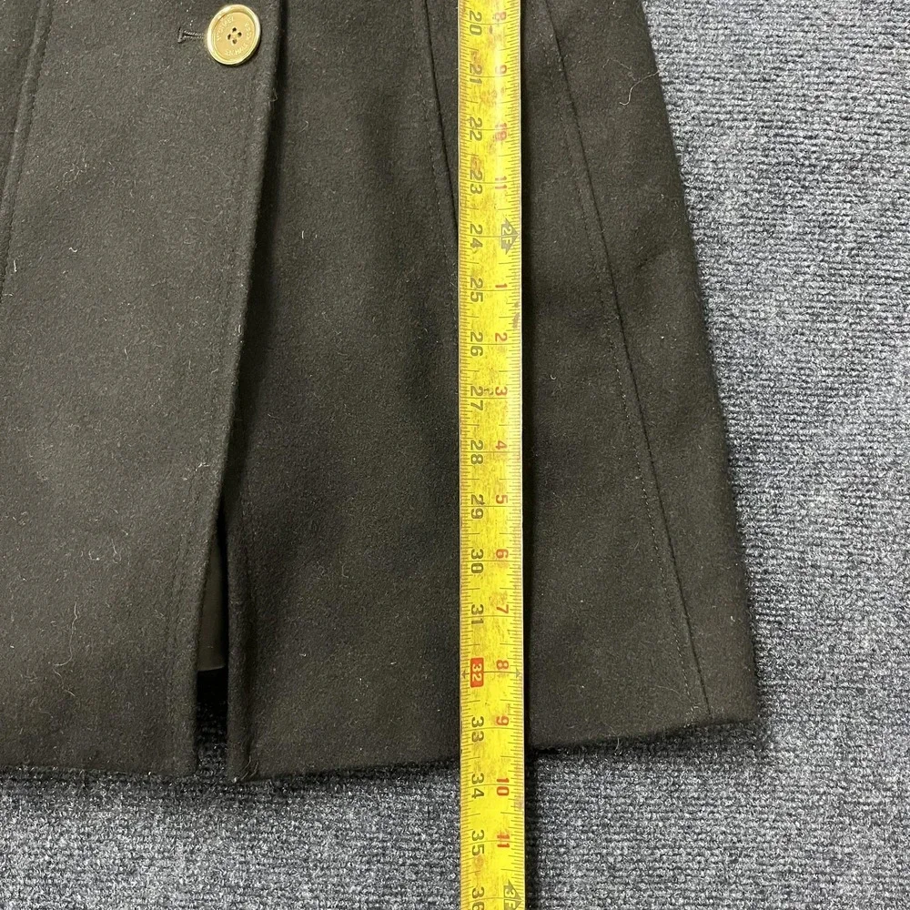 Michael Michael Kors Coat Womens 0 Black Wool‎ Blend Button Front Long Overcoat